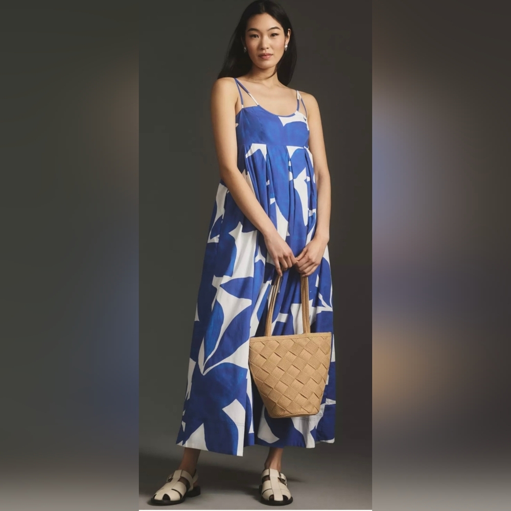 By Anthropologie Printed Babydoll Smock Maxi Dress, NWOT